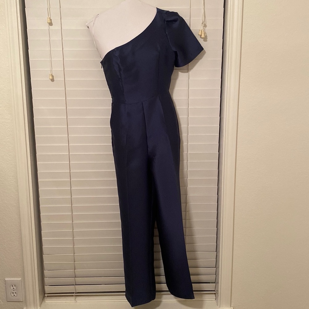 Lulus One Shoulder Navy Jumpsuit